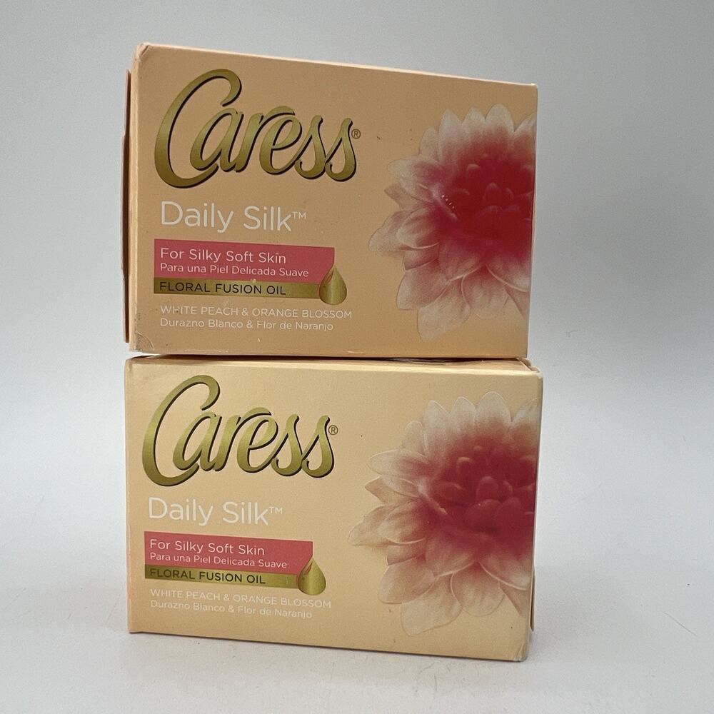 Lot 2 Caress Pure Embrace FLORAL FUSION Bar Soap Oil White Flowers Almond